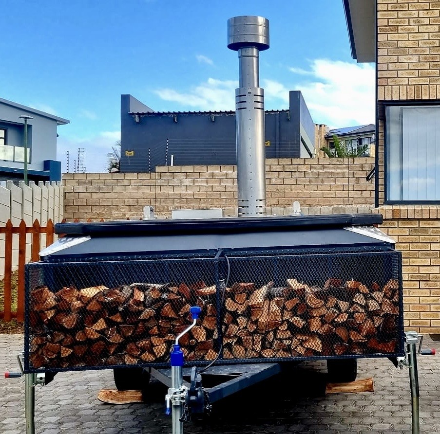 Wood-fired hot tub heating